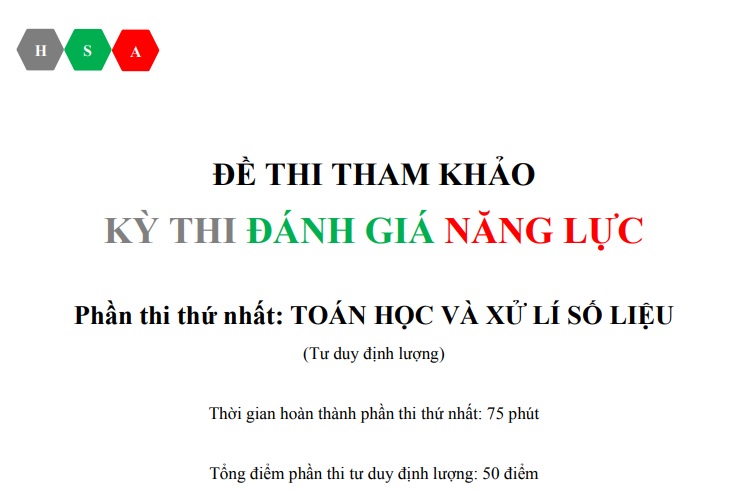 Đề thi tham khảo HSA số 1