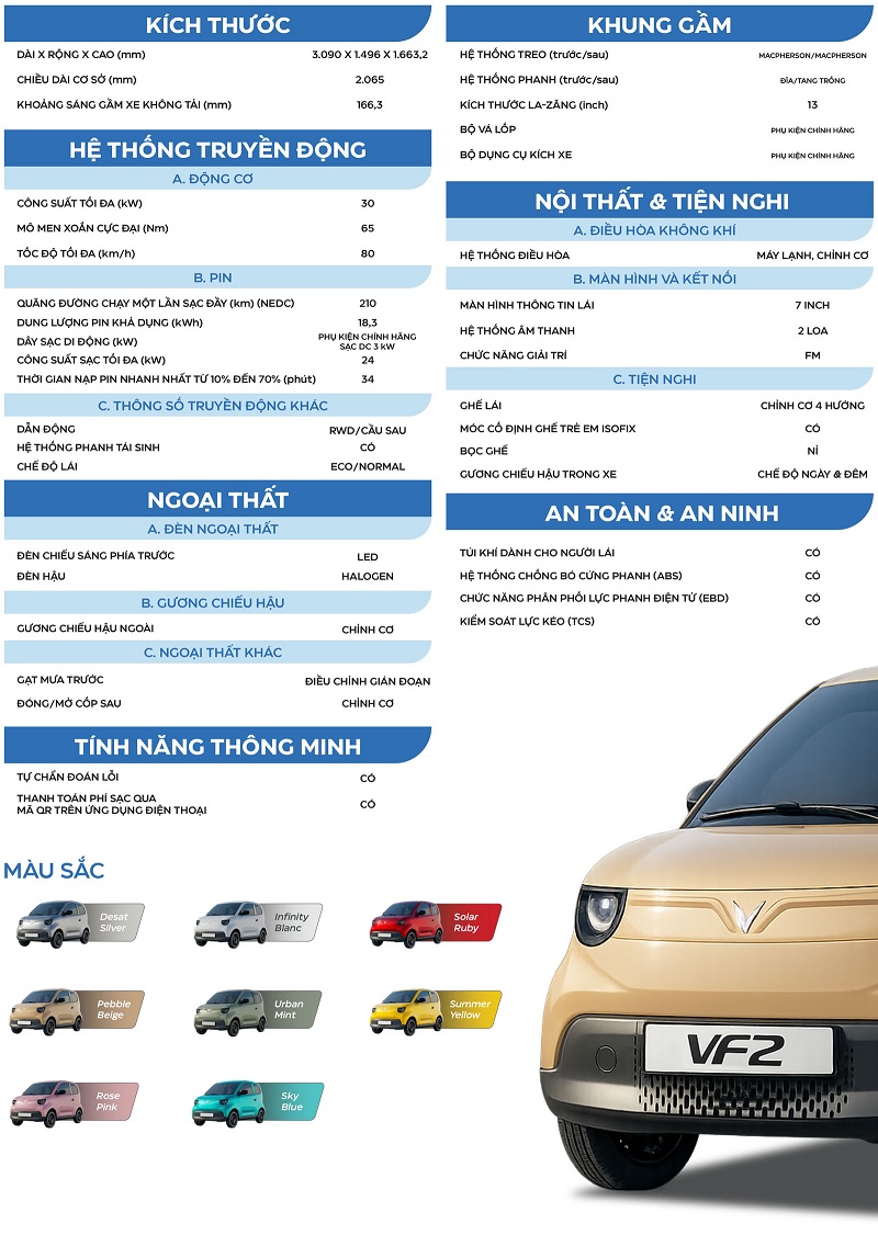 Thông số kỹ thuật xe vf2