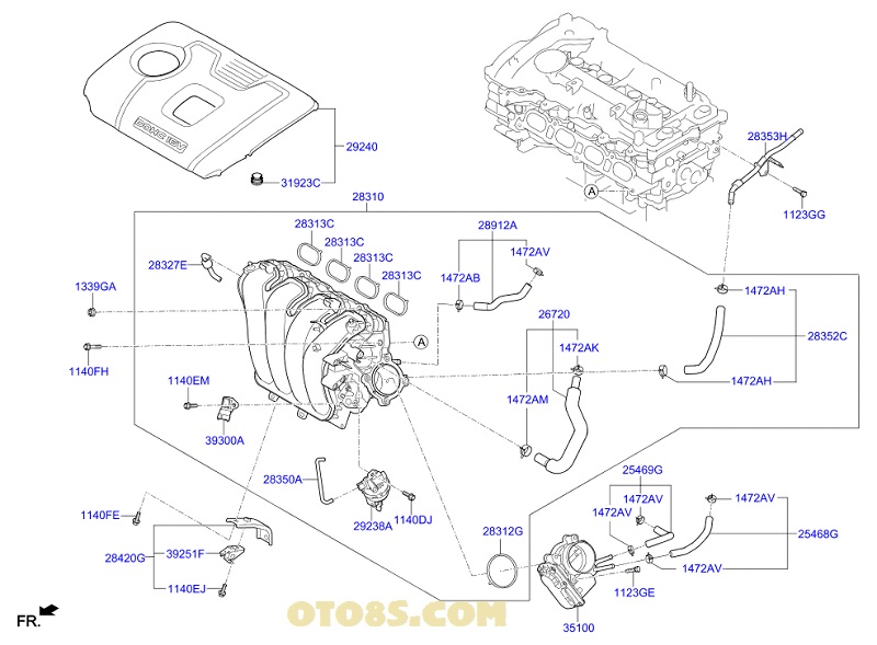 Cổ hút xe Hyundai i10