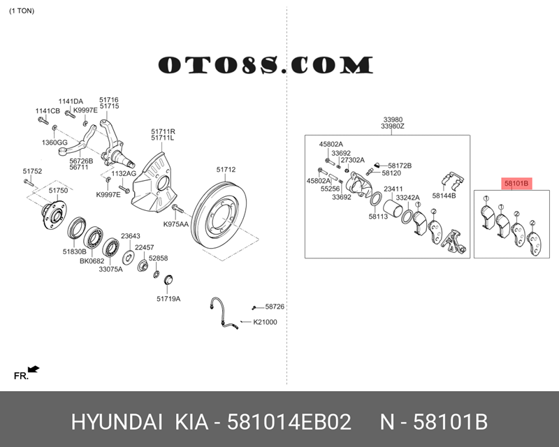 MÁ PHANH TRƯỚC Hyundai Mighty N250 | MÁ PHANH TRƯỚC xe Mighty N250  | 58101-4EB02