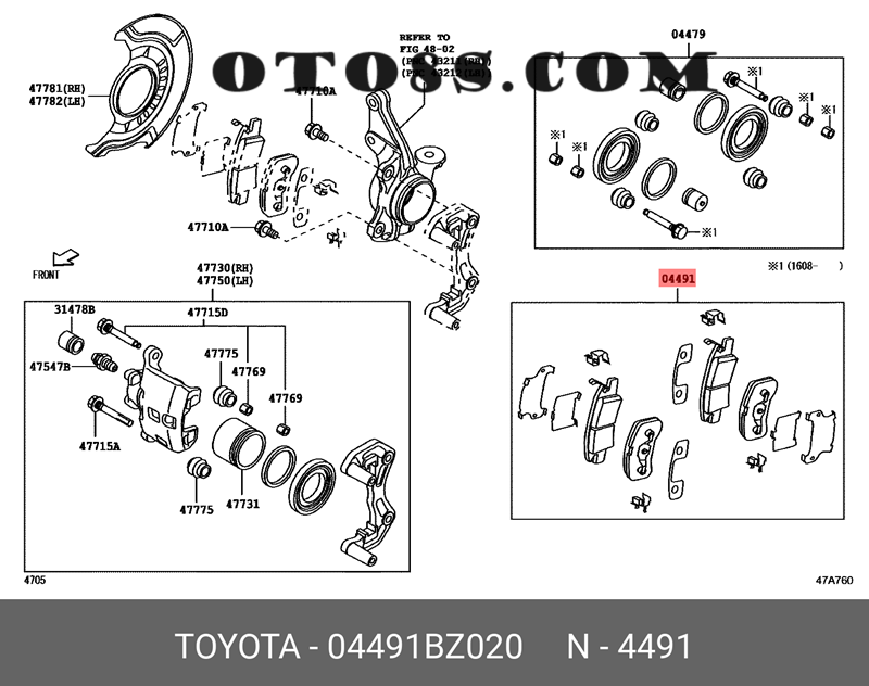 MÁ PHANH TRƯỚC Toyota Wigo | MÁ PHANH TRƯỚC xe Wigo | 04491-BZ020