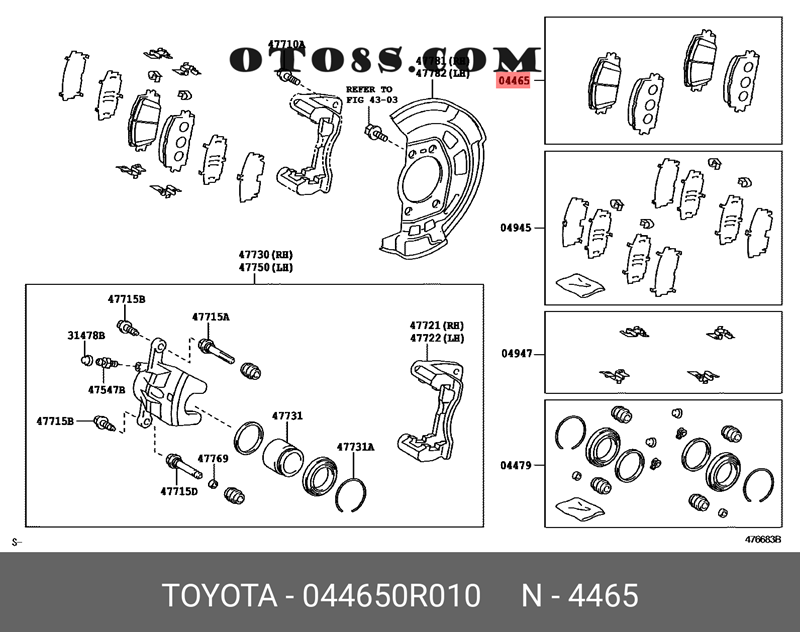 MÁ PHANH TRƯỚC Toyota Altis |MÁ PHANH TRƯỚC xe Altis | 04465-0R010